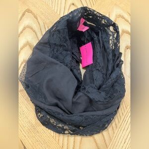 NWT Betsey Johnson Elegant Black Lace Infinity Scarf